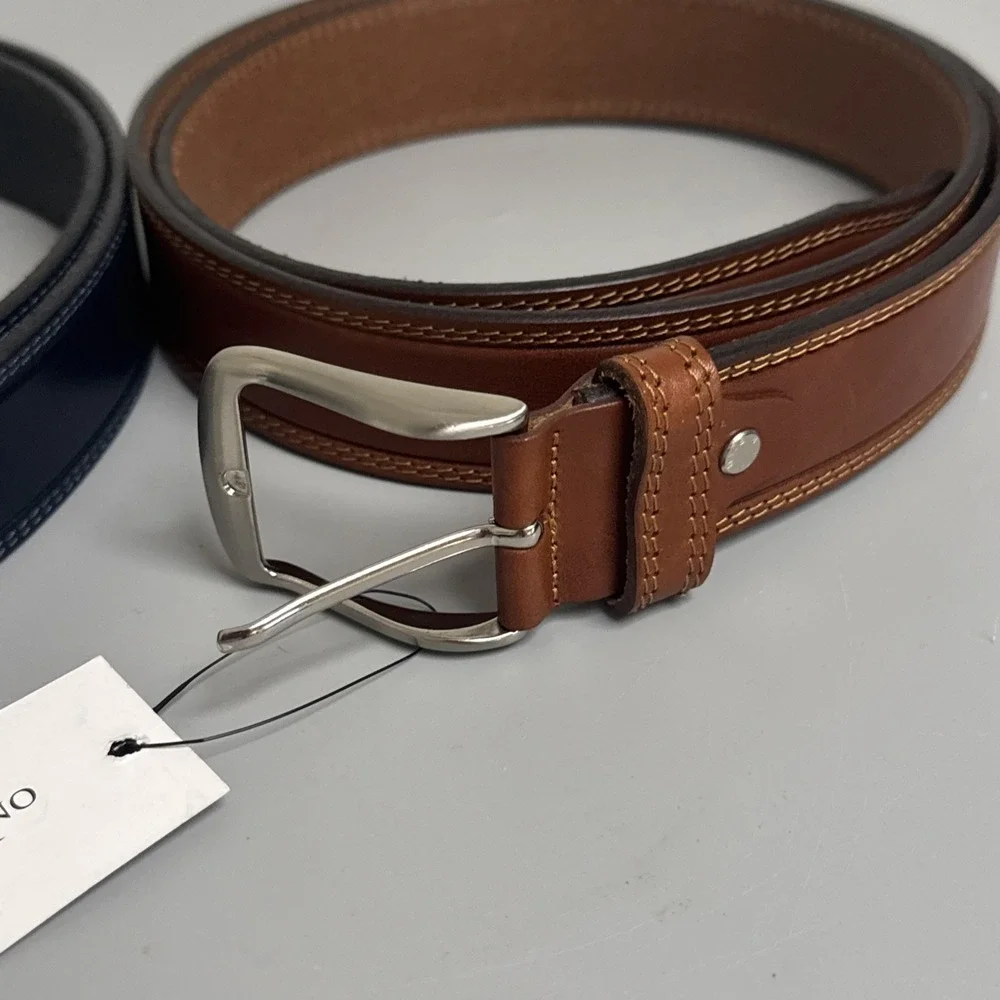 Lot 2 NWT De Martino Sorrento Genuine Leather Belts Blue Brown Size 45 Italy